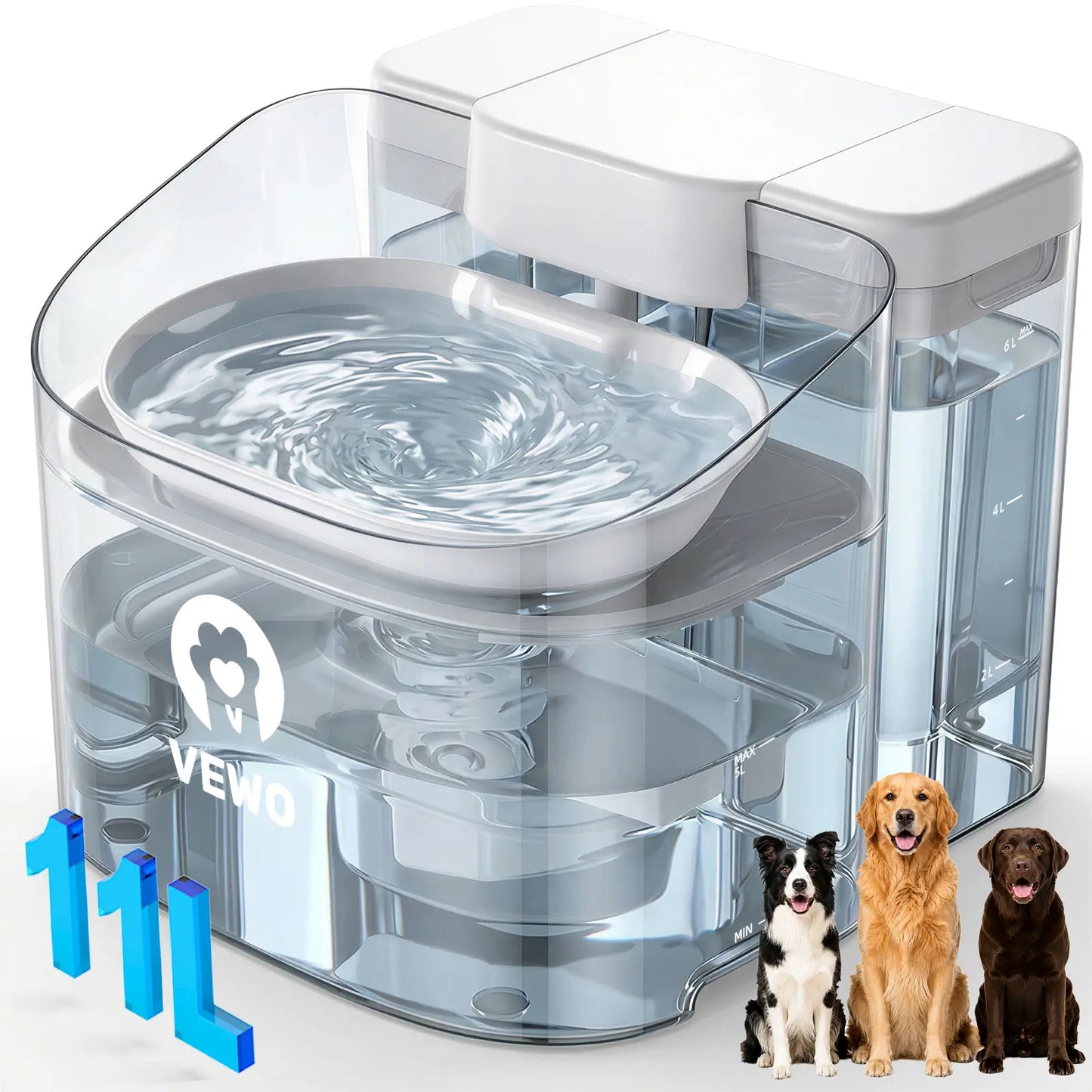 VEWO 11L Dog Water Fountain for Large Dogs