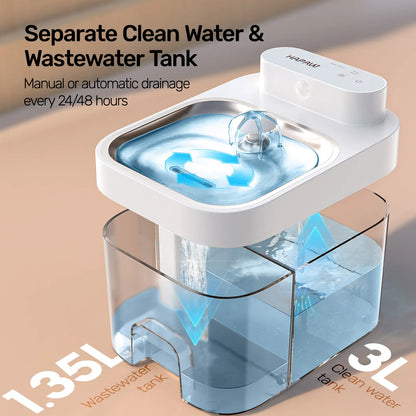 Smart Cat Water Fountain, Wi-Fi App Controlled Automatic Pet Water Dispenser with 5000mAh Rechargeable Battery