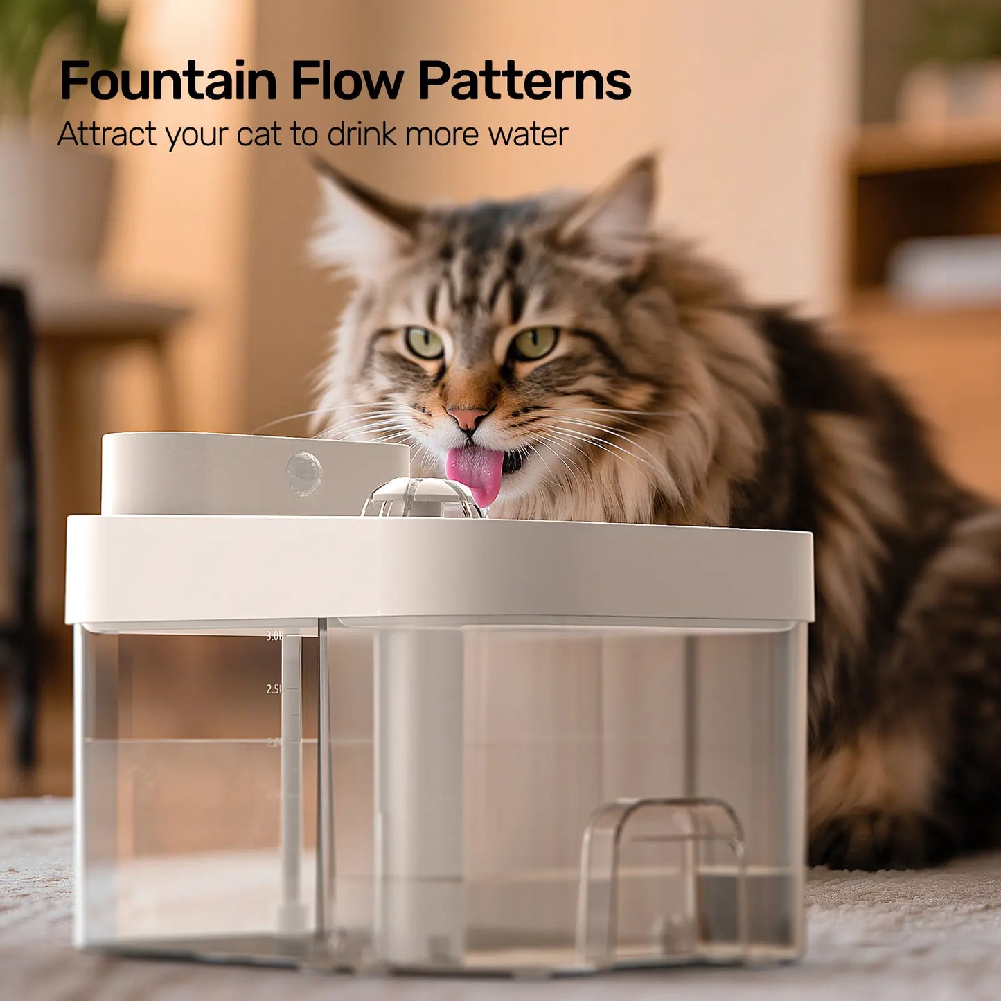 Smart Cat Water Fountain, Wi-Fi App Controlled Automatic Pet Water Dispenser with 5000mAh Rechargeable Battery