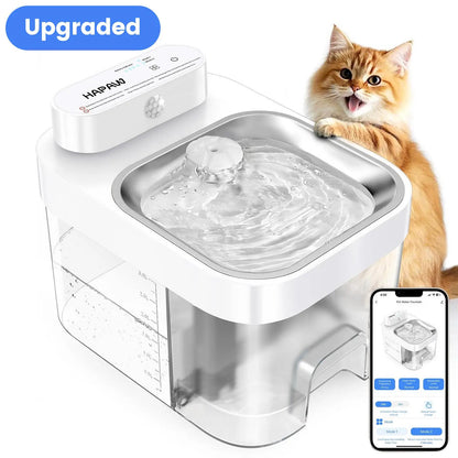 Smart Cat Water Fountain, Wi-Fi App Controlled Automatic Pet Water Dispenser with 5000mAh Rechargeable Battery