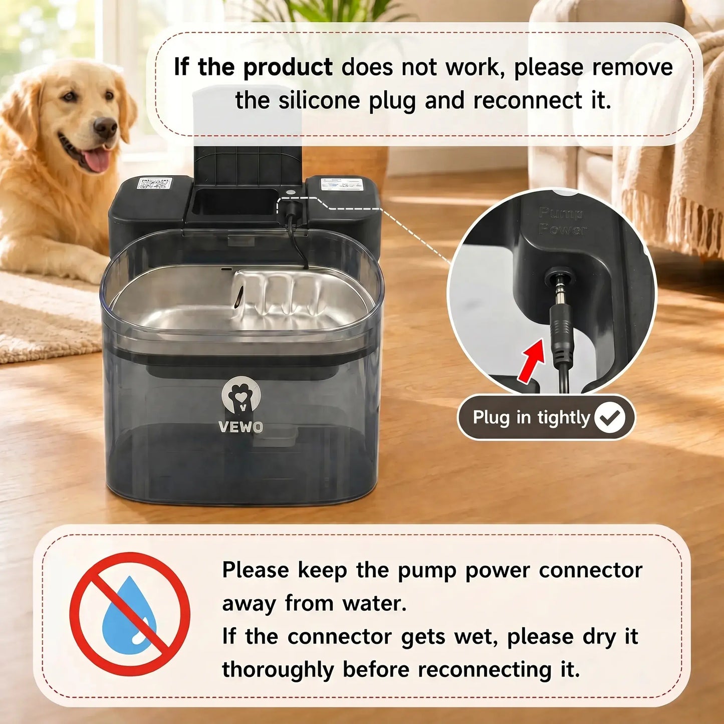 VEWO 11L Dog Water Fountain for Large Dogs