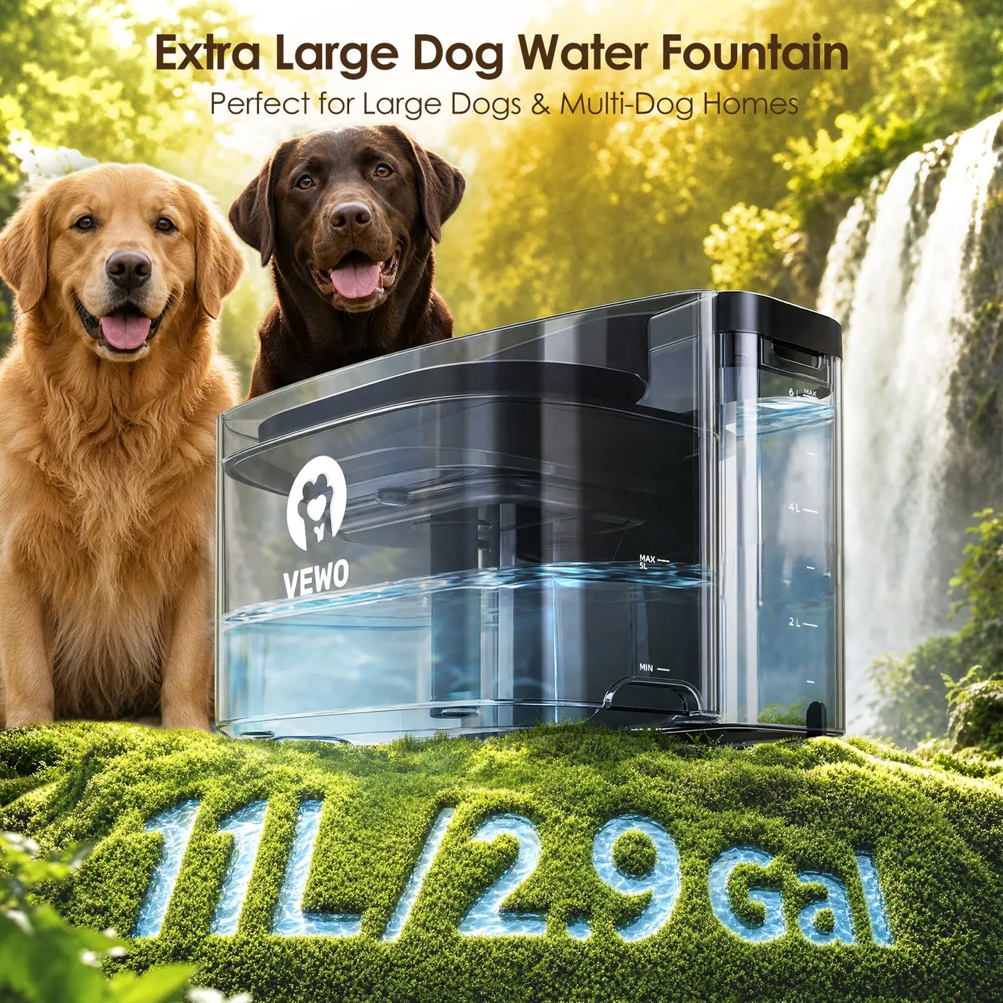 VEWO 11L Dog Water Fountain for Large Dogs